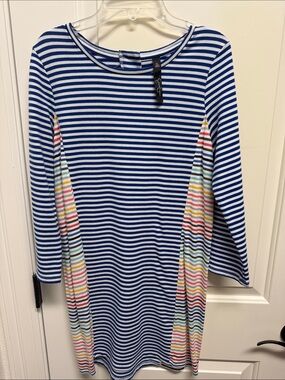 Jessica Simpson Blue & White Striped Knit Dress